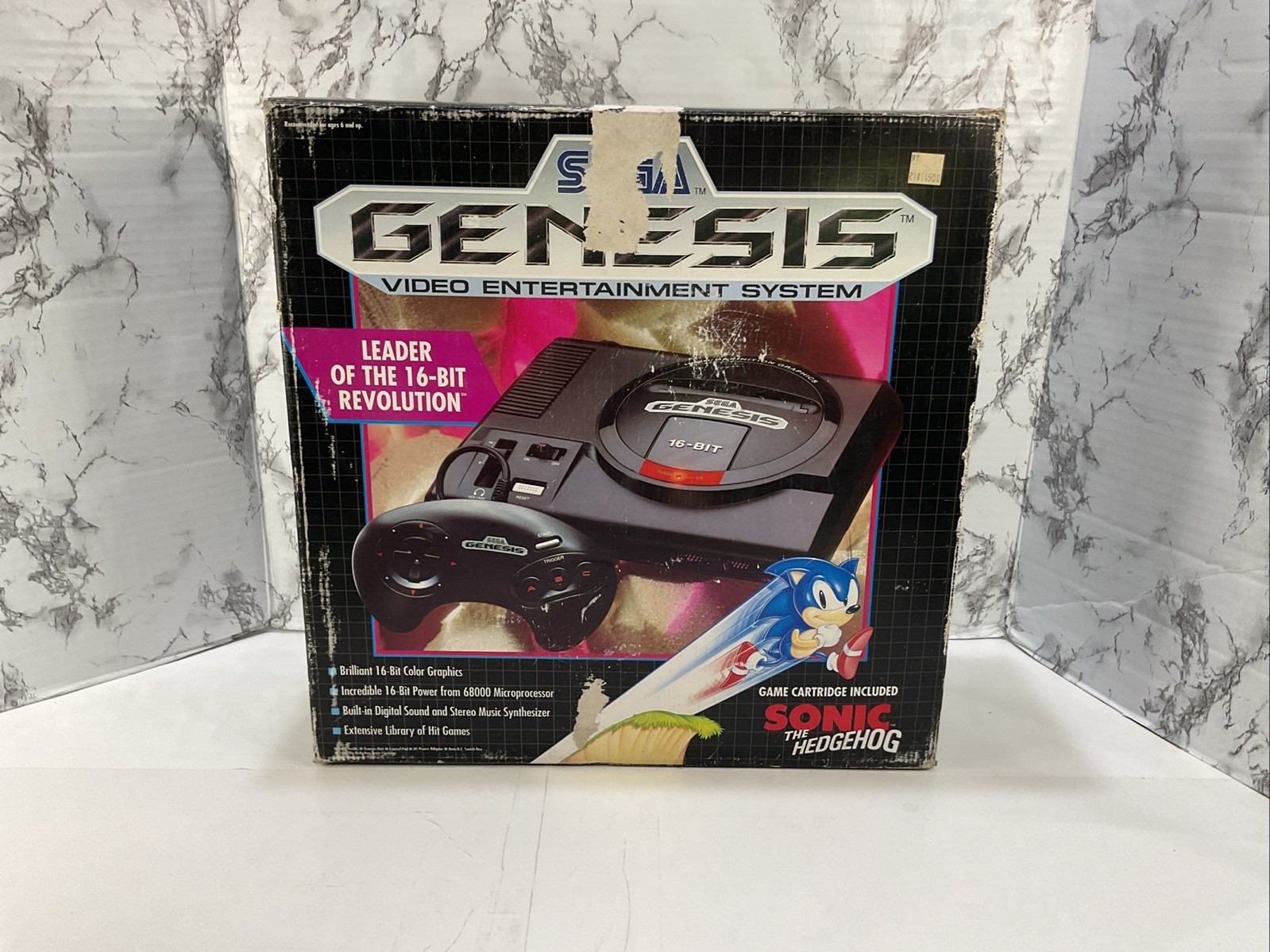 Sega 1991 Genesis Console w/Sonic The Hedgehog Game Cartridge