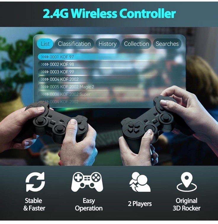 Wireless Retro Game Console Stick 20,000+ Games 4K HDMI w/ 2 Controllers (20GB)