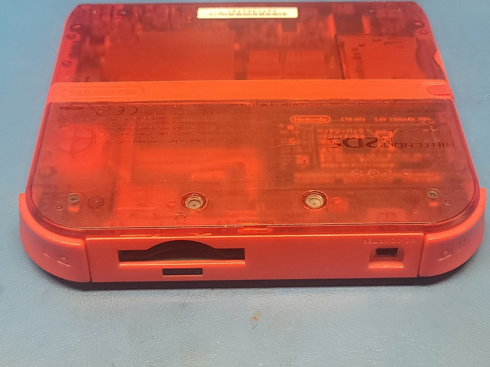 Nintendo 2DS Handheld System Transparent Red With Oem Stylus, Minor Bright Spot.