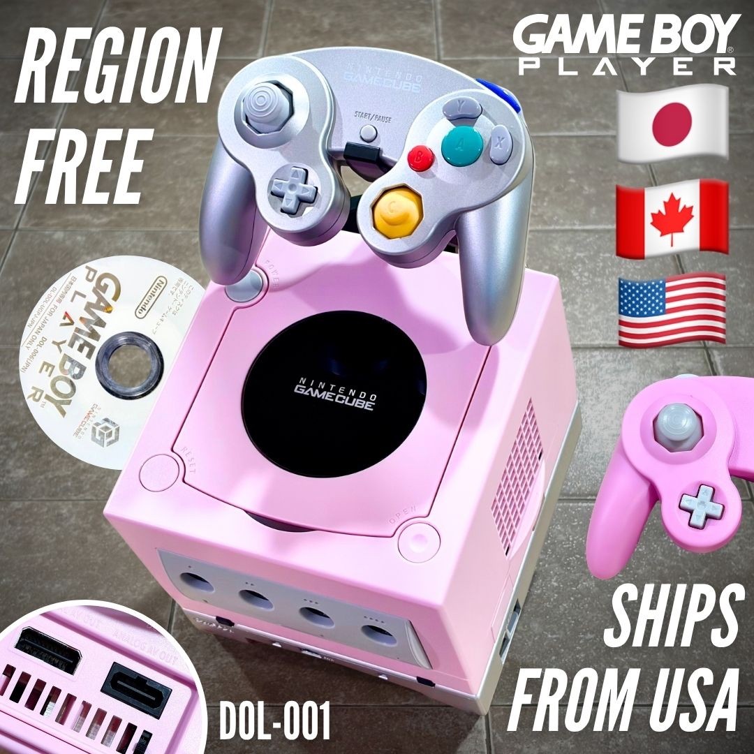 PINK Nintendo GameCube Console + Game Boy Player REGION FREE x2 Controllers 001