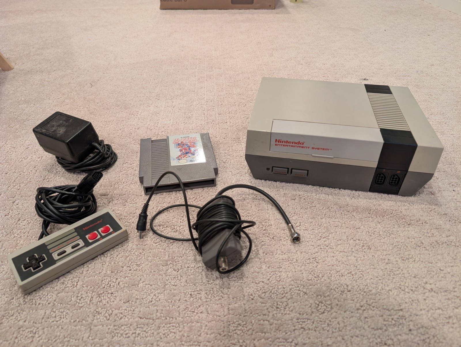 Nintendo NES Console Bundle w/ Blades Of Steel & Controller, Power Supply, Cable