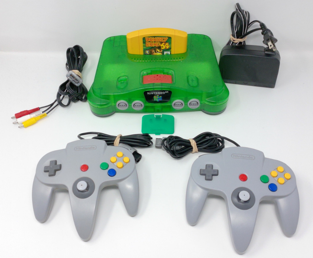 Nintendo 64Jungle Green Console Bundle – Expansion Pak, OEM Cords, DK 64 & More
