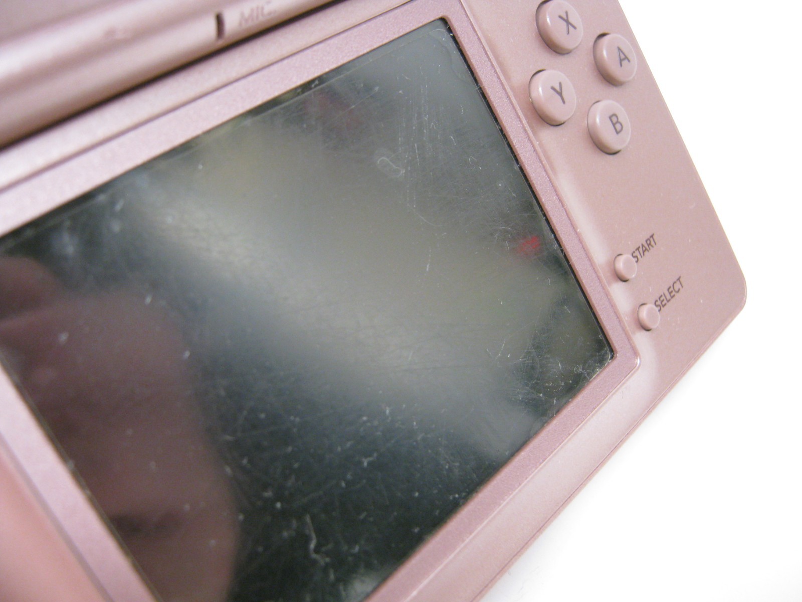 Nintendo DS Lite Metallic Rose Pink USG-001 w Cord Tested Works Scratched Screen