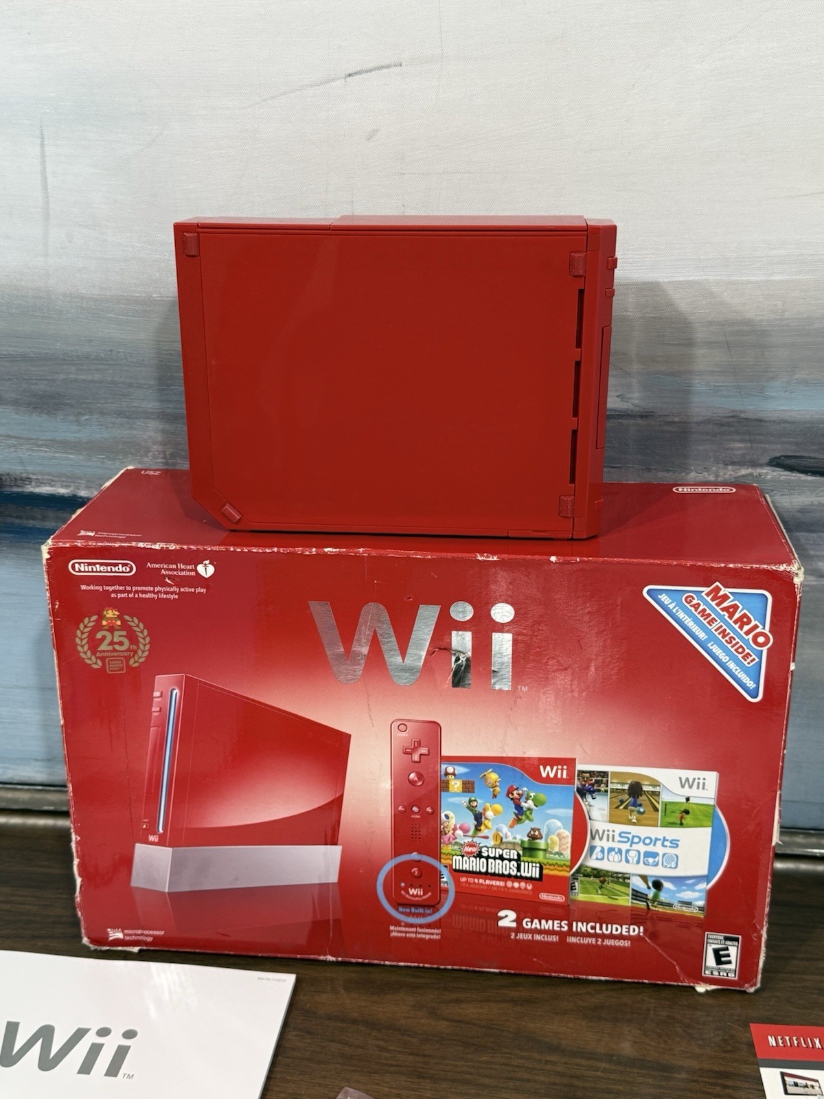 Nintendo Wii Red Console & Box RVL-001 (USA) Super Mario Bros. 25th Anniversary