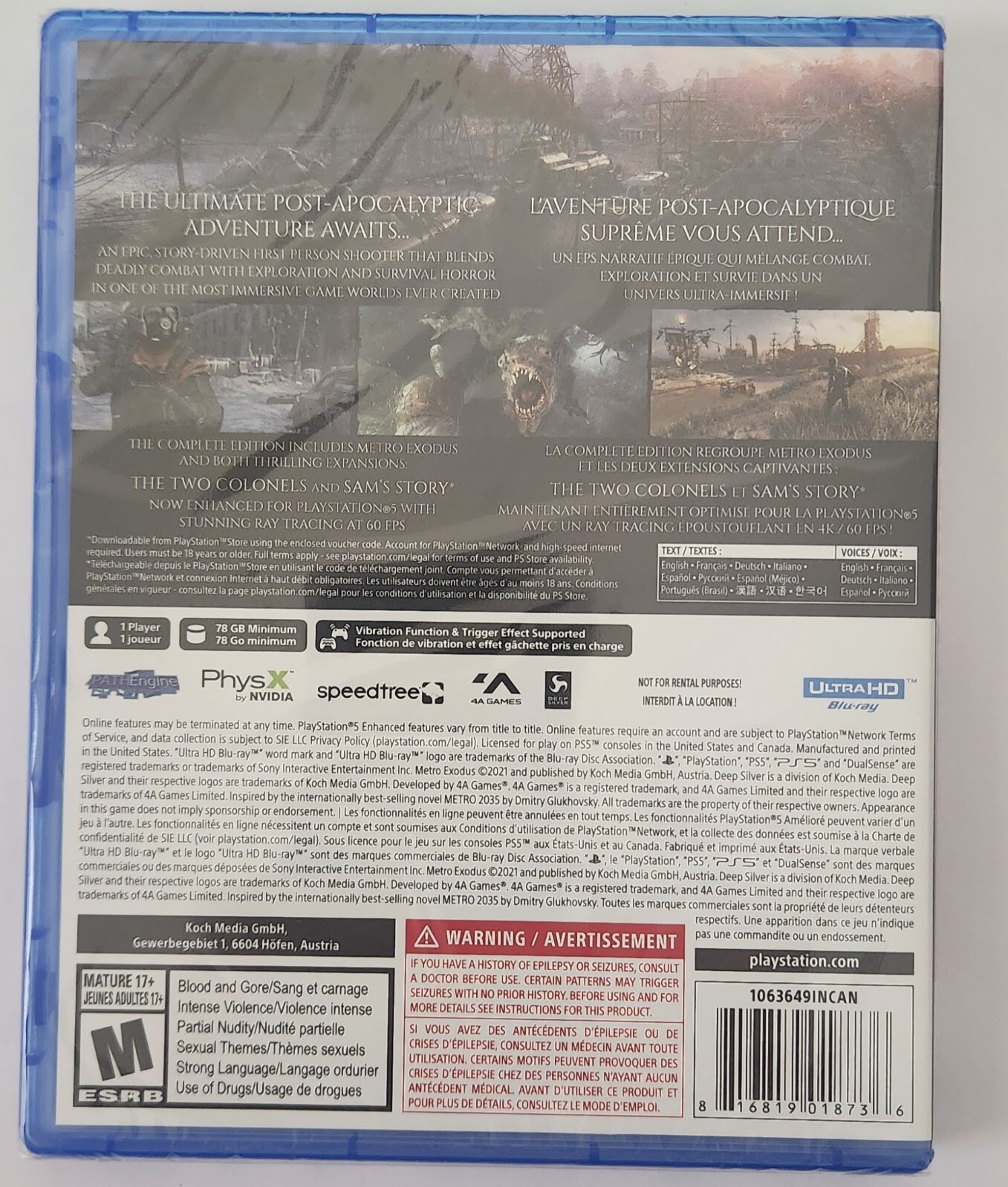 Metro Exodus [Complete Edition] PS5 Brand New Game Special (2021 Shooter)