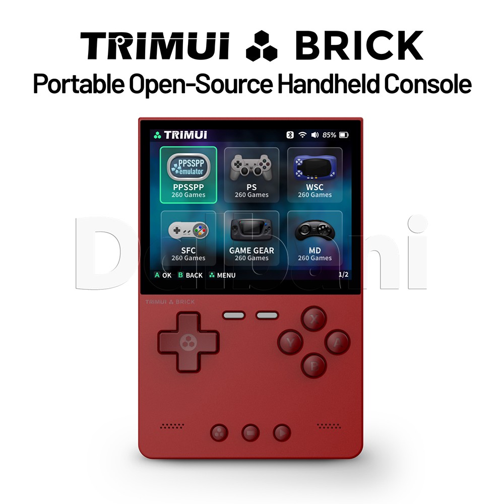 TrimUI Brick Red Open Source Handheld Game Console with 64GB