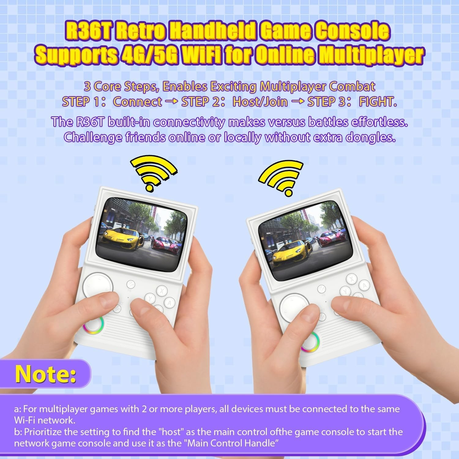 Handheld Gaming Console: 3500mAh Battery, Custom RGB Lighting, WiFi Connectivity