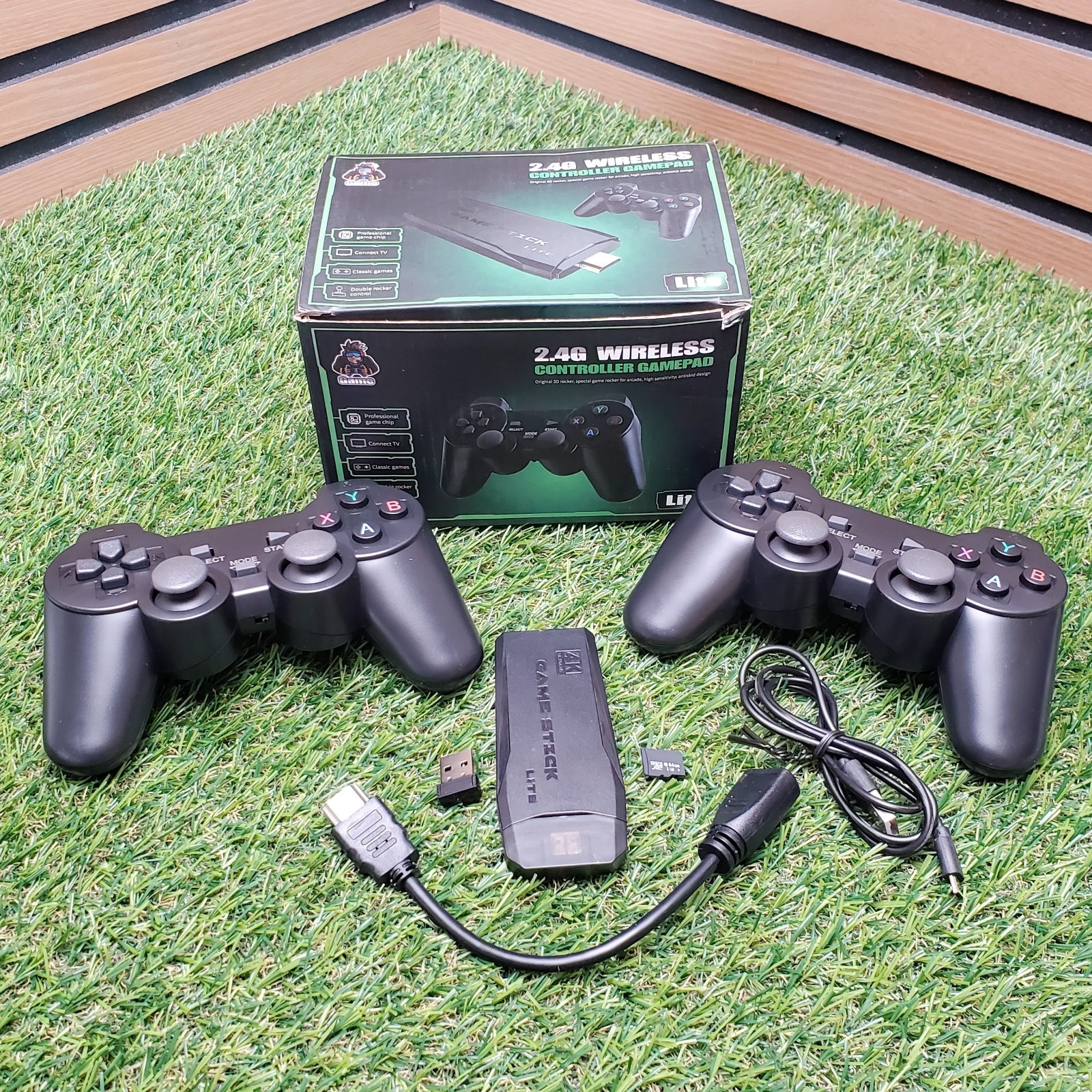 4K Game Stick Lite Console w/ 2 Wireless Controllers 2.4G HDMI Retro