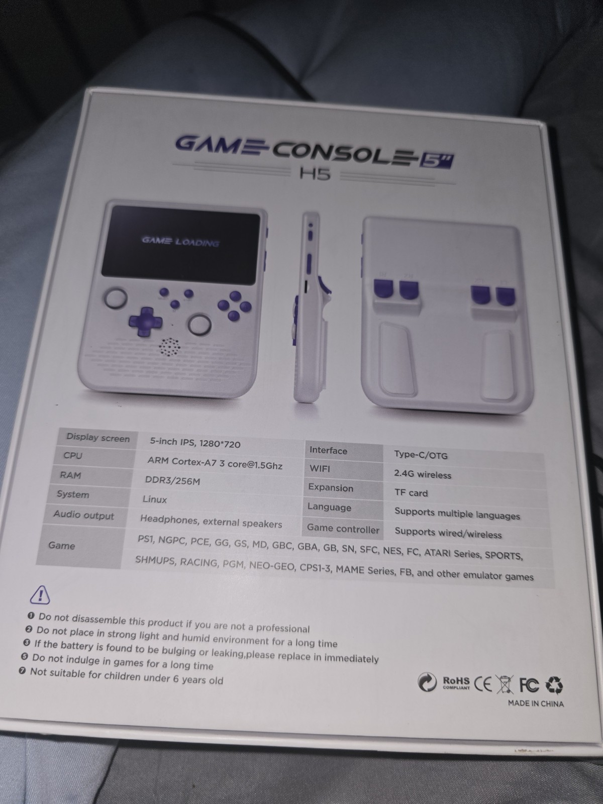 H5 5″ Wide Screen OVER 15,000 PreLoaded Games BLACK Handheld Game Console