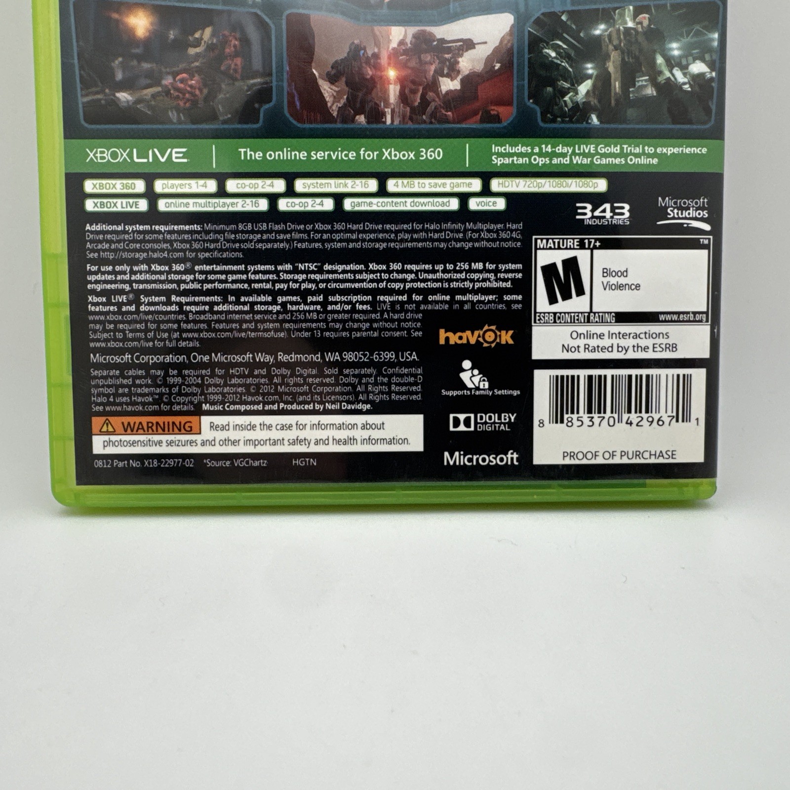 Halo 4 (Microsoft Xbox 360, 2012) RARE OOP HTF 343 Industries Microsoft Studios