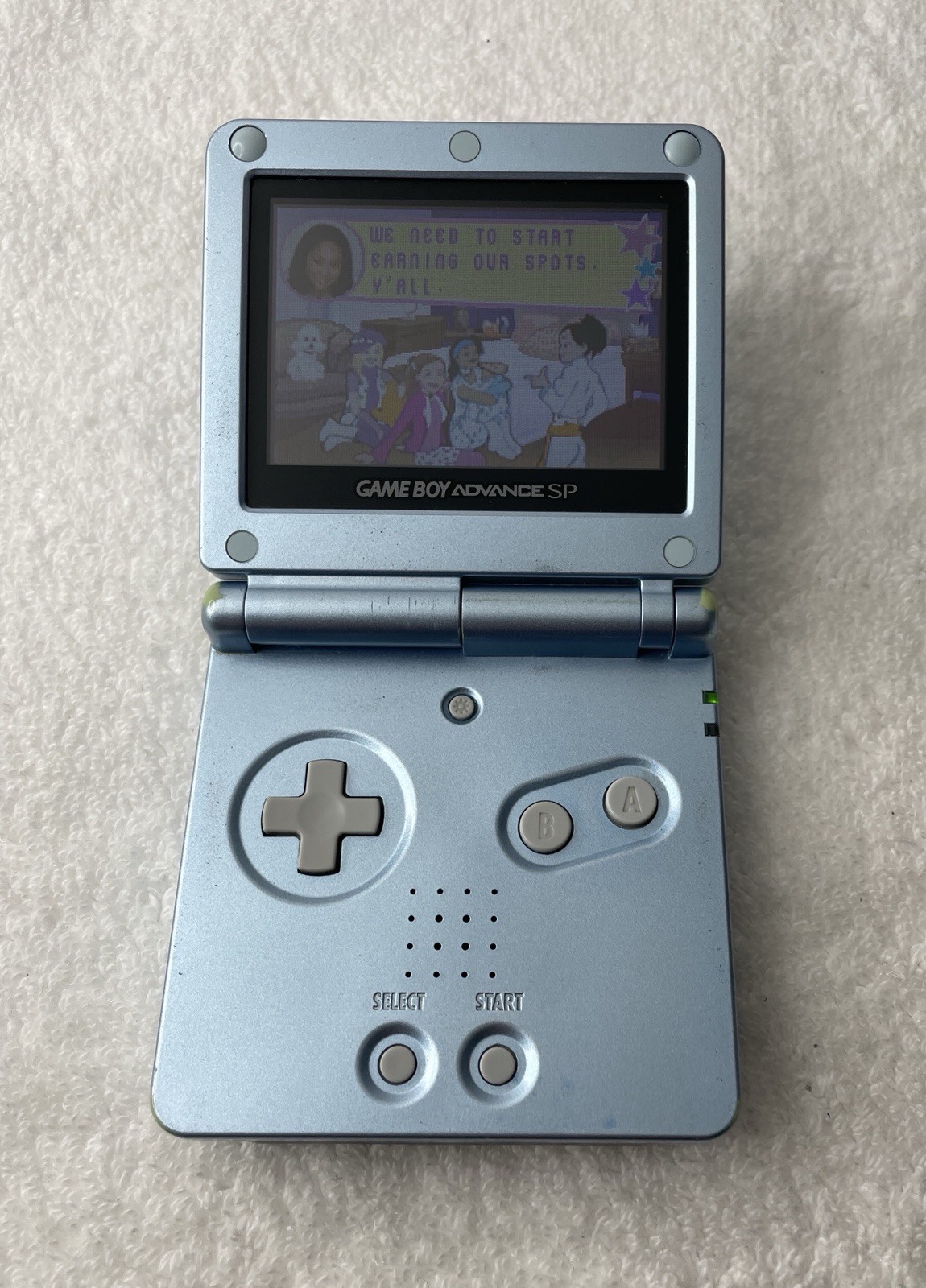 Nintendo Game Boy Advance SP GBA Pearl Blue AGS-101 Handheld Console- Tested