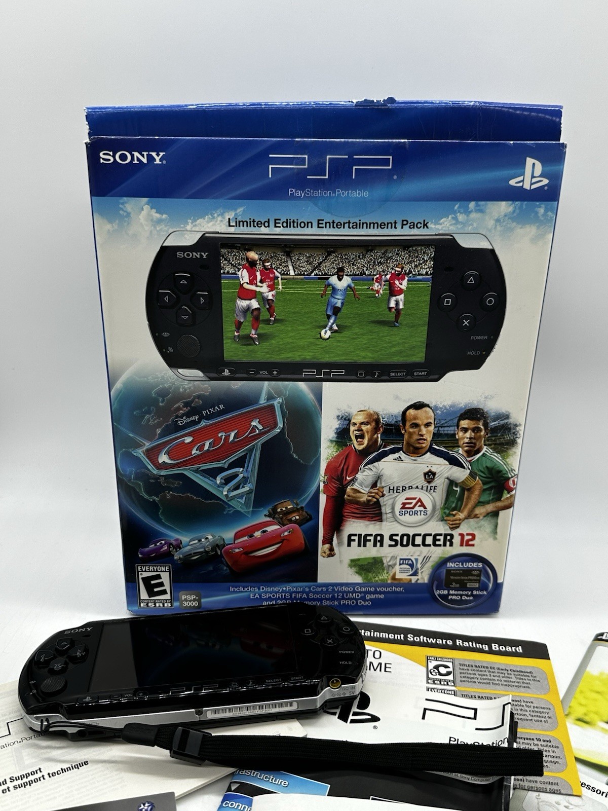 Sony PlayStation Portable PSP 3000 Handheld + Cars Fifa 12 Bundle In Box RARE