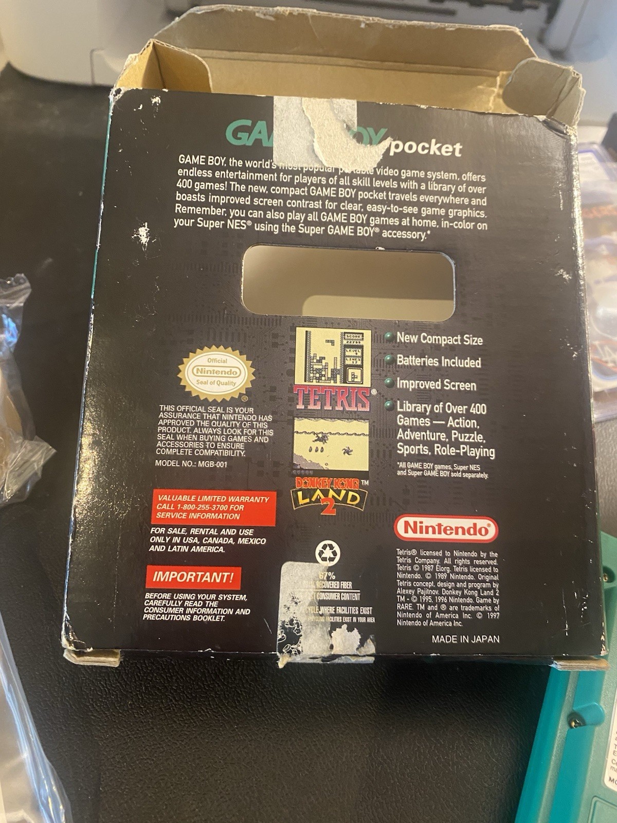 Nintendo Game Boy Pocket Green Handheld Console System with Box and Manual