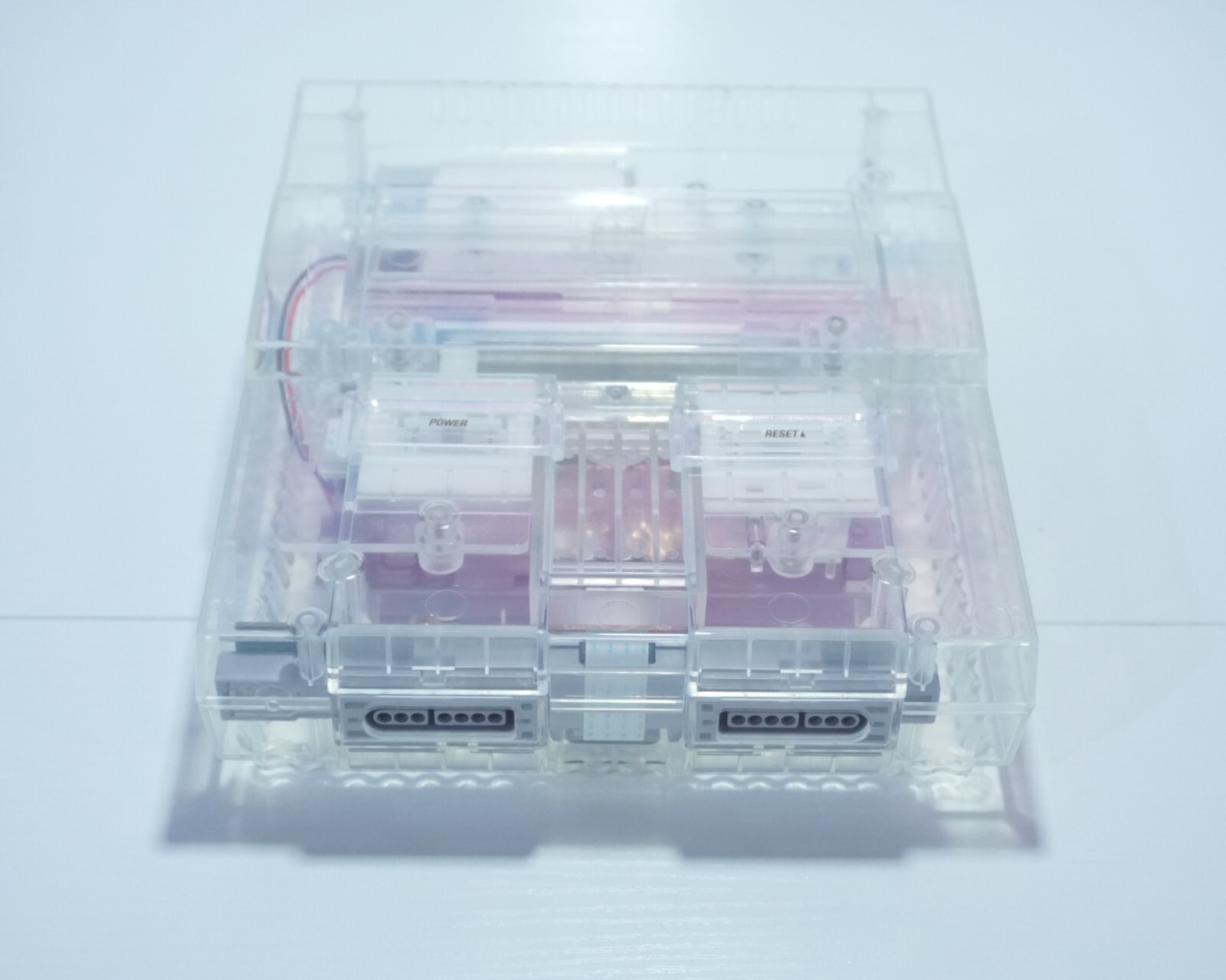 Transparent Clear Super Nintendo SNES Game Console SNS-001 with Blue LED