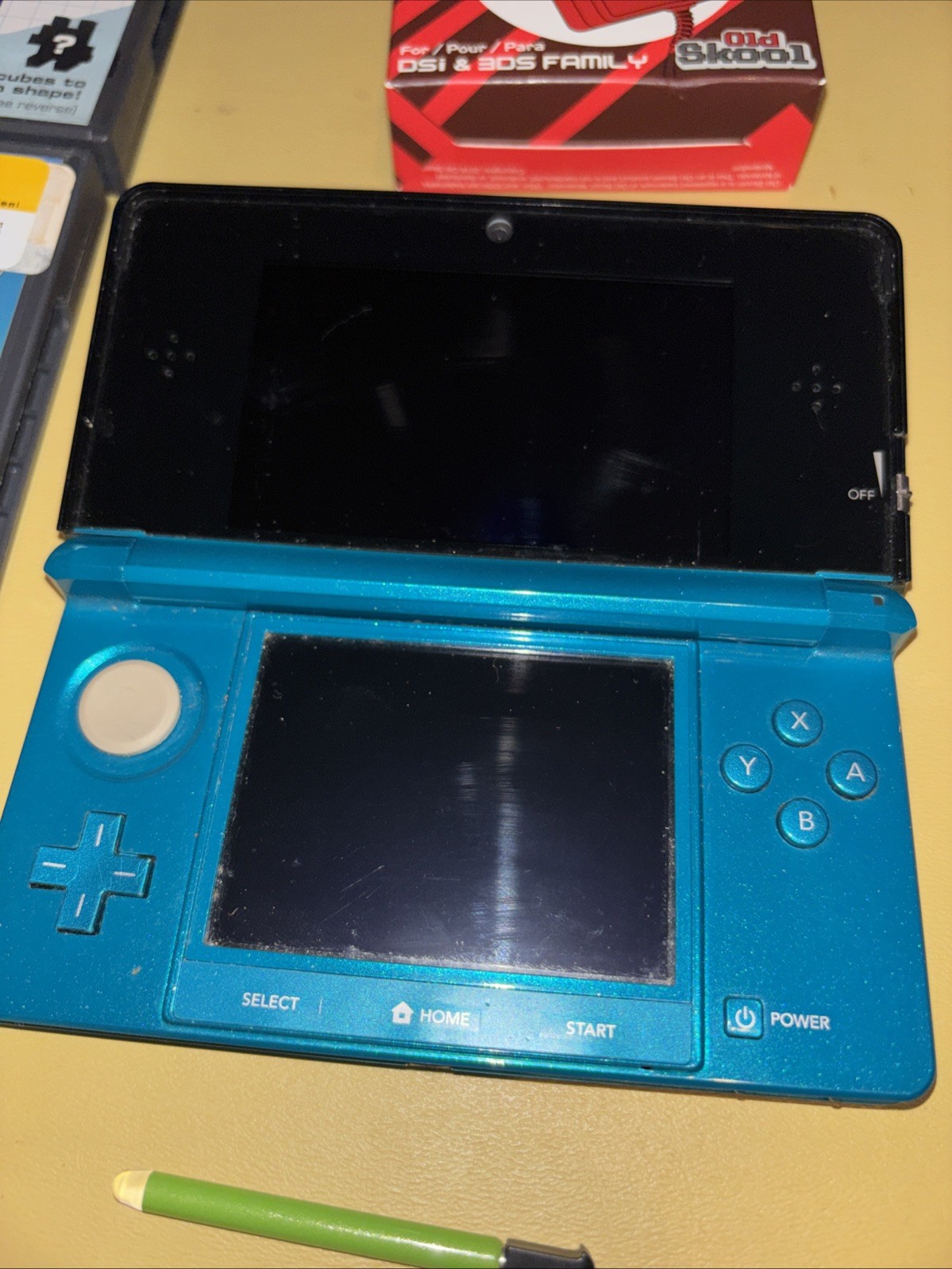 Nintendo 3DS Aqua Blue Console Bundle Mario Kart 7 Tao Charger Stylus Tested USA