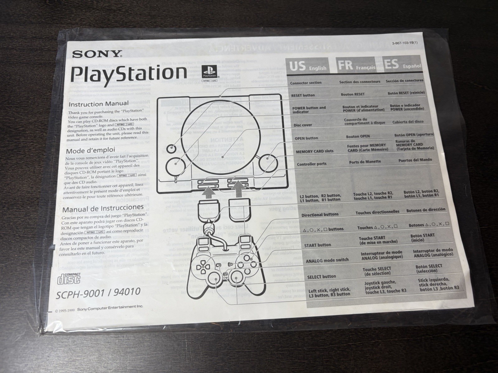 Sony PlayStation PS1 Gray Console SCPH-9001 Complete Green Tape Mint Cond