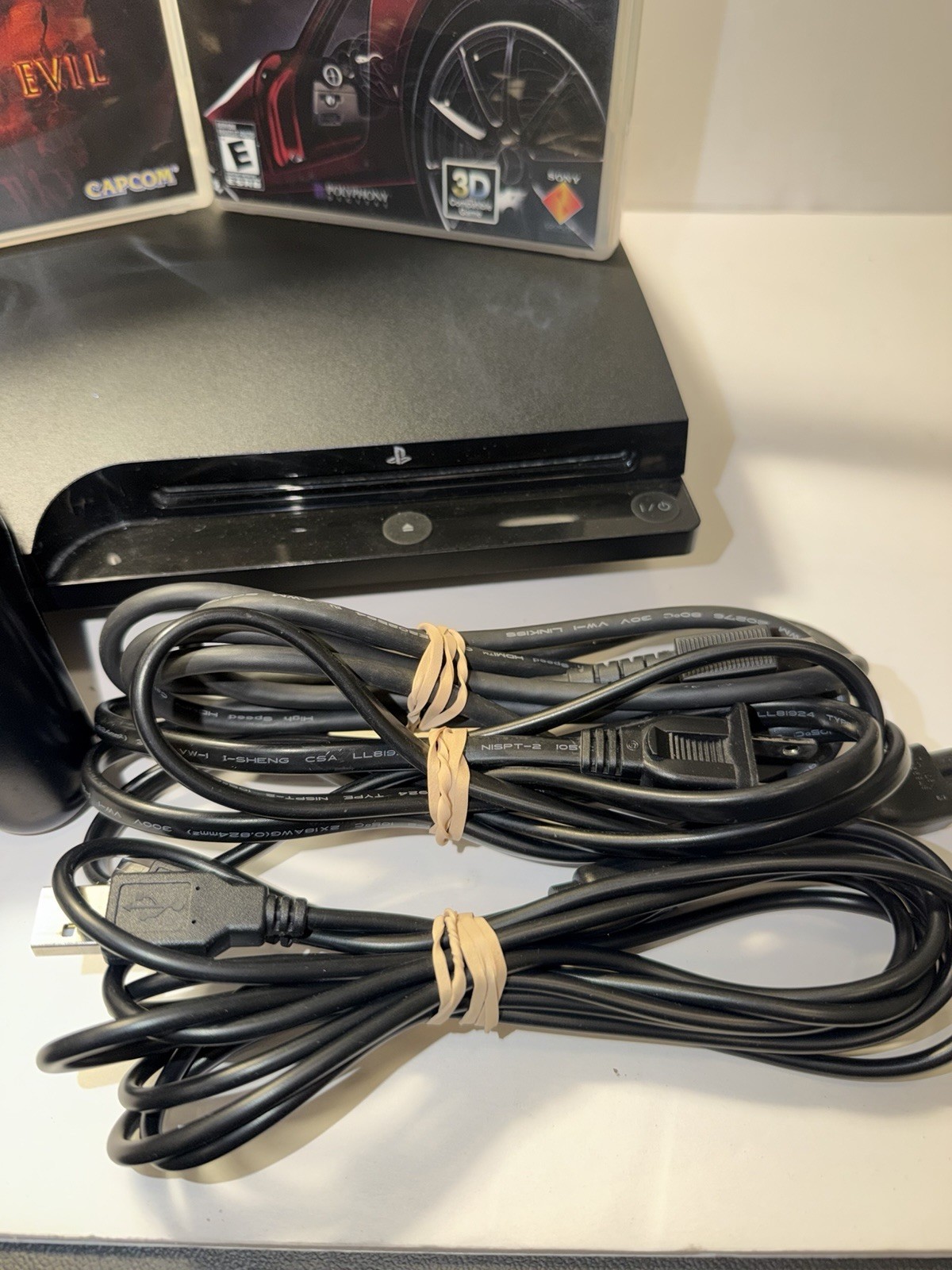 ps3 slim 320gb Console Bundle 10 Games With Controller+Charger Tested