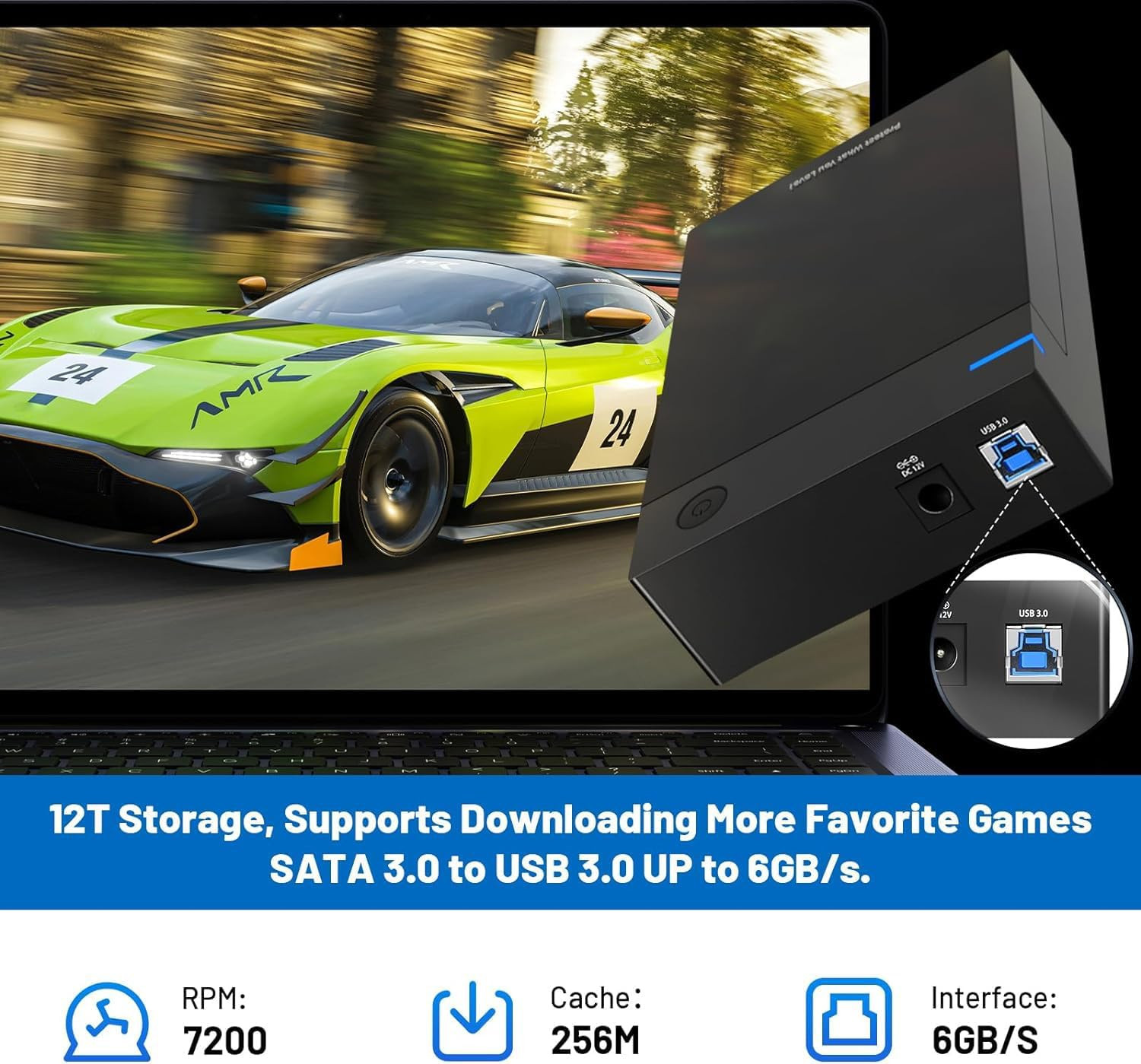 12TB Retro Game Hard Drive – 96000+ Games, 400+ Emulators, Portable & Compatible