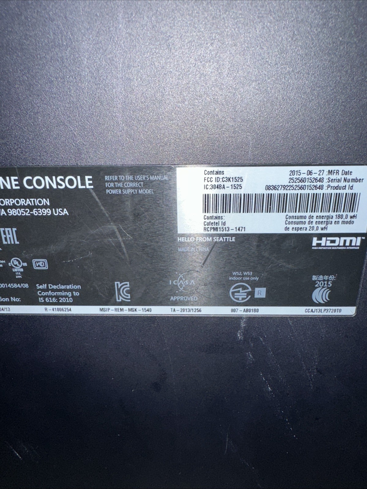 Microsoft Xbox One Black Console 500GB In Box With Controller And Power Cord