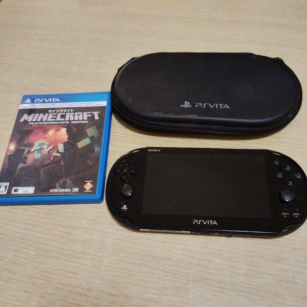 Sony PlayStation Vita PCH-2000 Black Handheld Console Minecraft Case Bundle 0208
