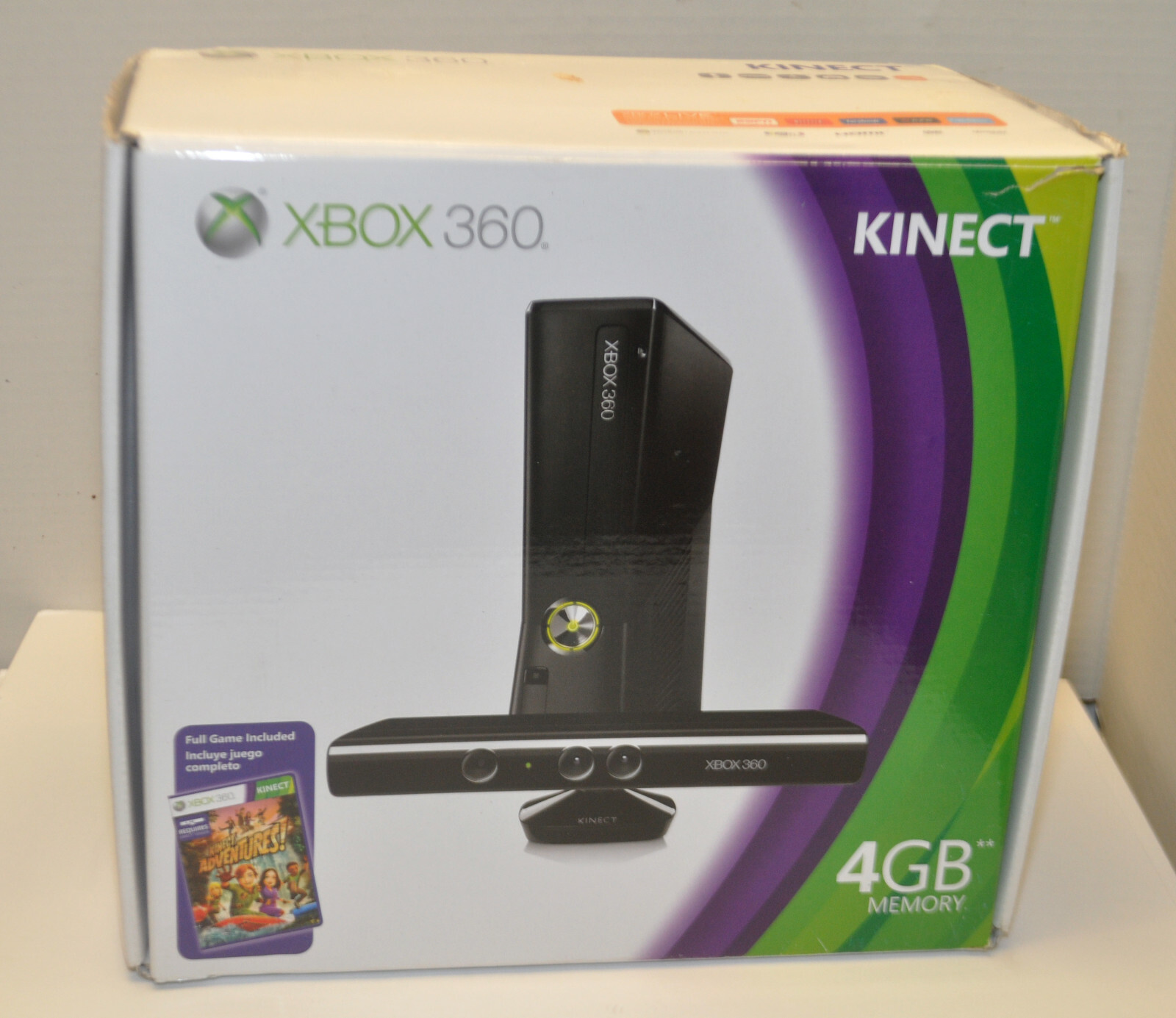 Xbox 360 S Kinect 4gb Complete Controller Console Cords + 2 Games MINT In Box