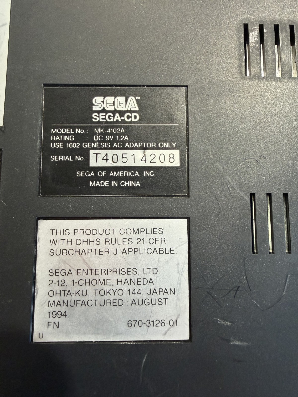 SEGA CD PLUS GENESIS SYSTEM BLACK CONSOLE CONTROLLER HOOKUPS AUTHENTIC RARE