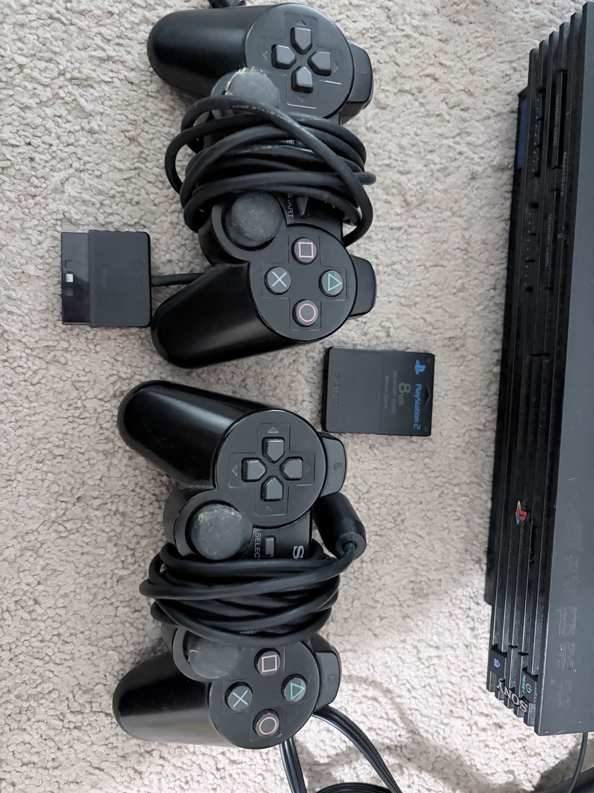 Sony PlayStation 2 Black US with 2 Dualshock 2 Controllers And 8MB Memory Card