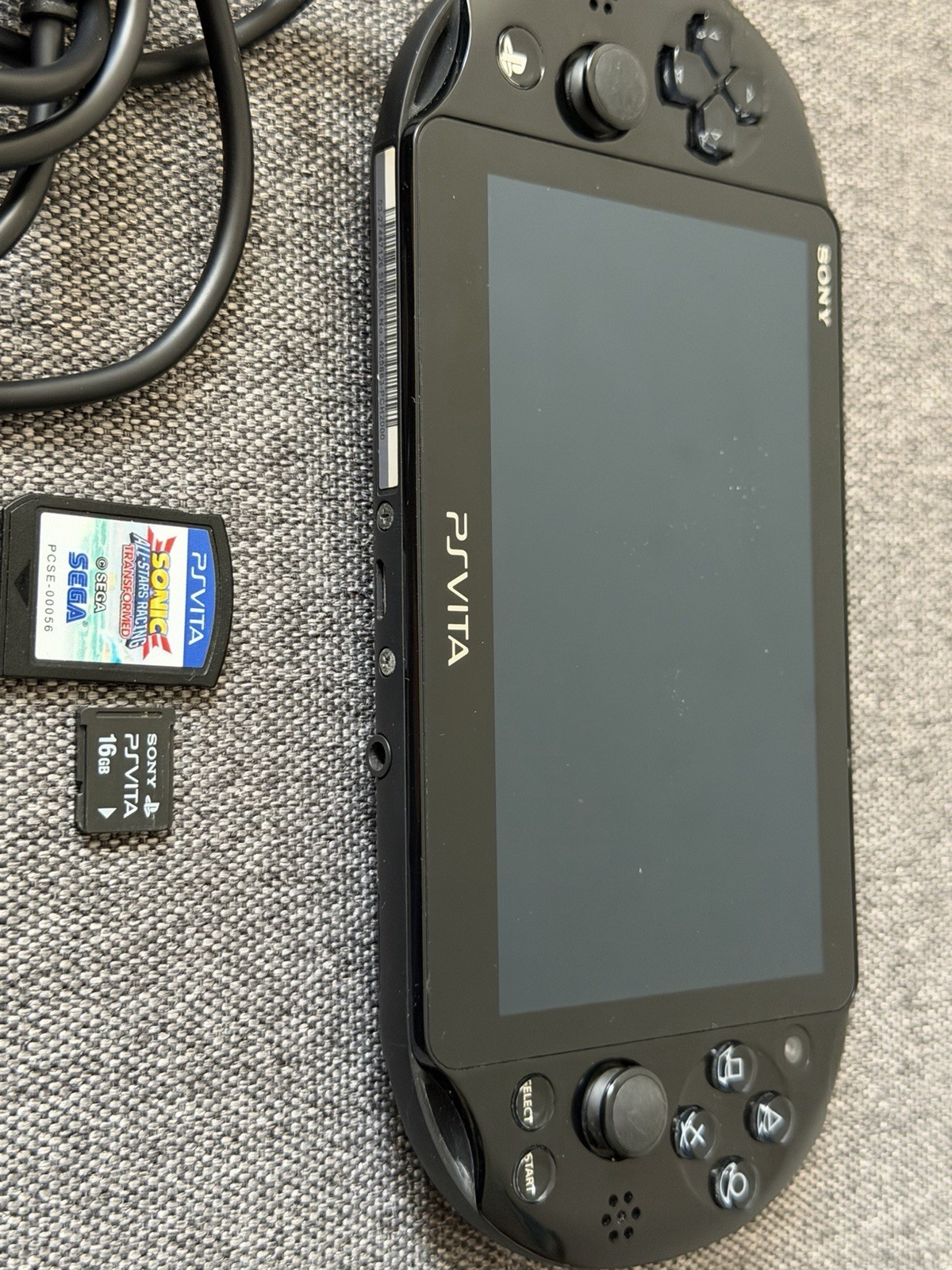 Sony PS Vita 2000 PCH-2000 Black 16GB Handheld w/ Wi-Fi, Cable, Cards
