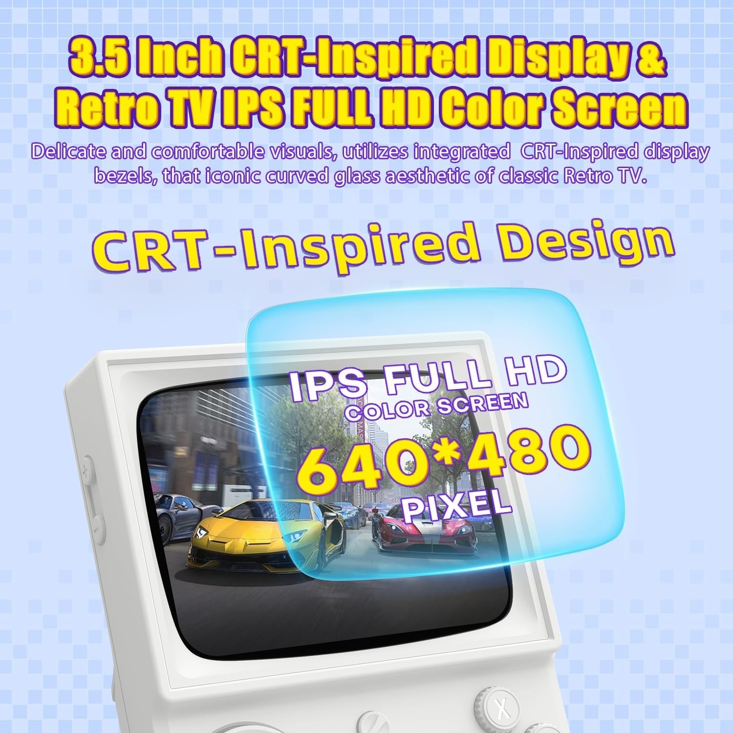 Handheld Gaming Console: 3500mAh Battery, Custom RGB Lighting, WiFi Connectivity