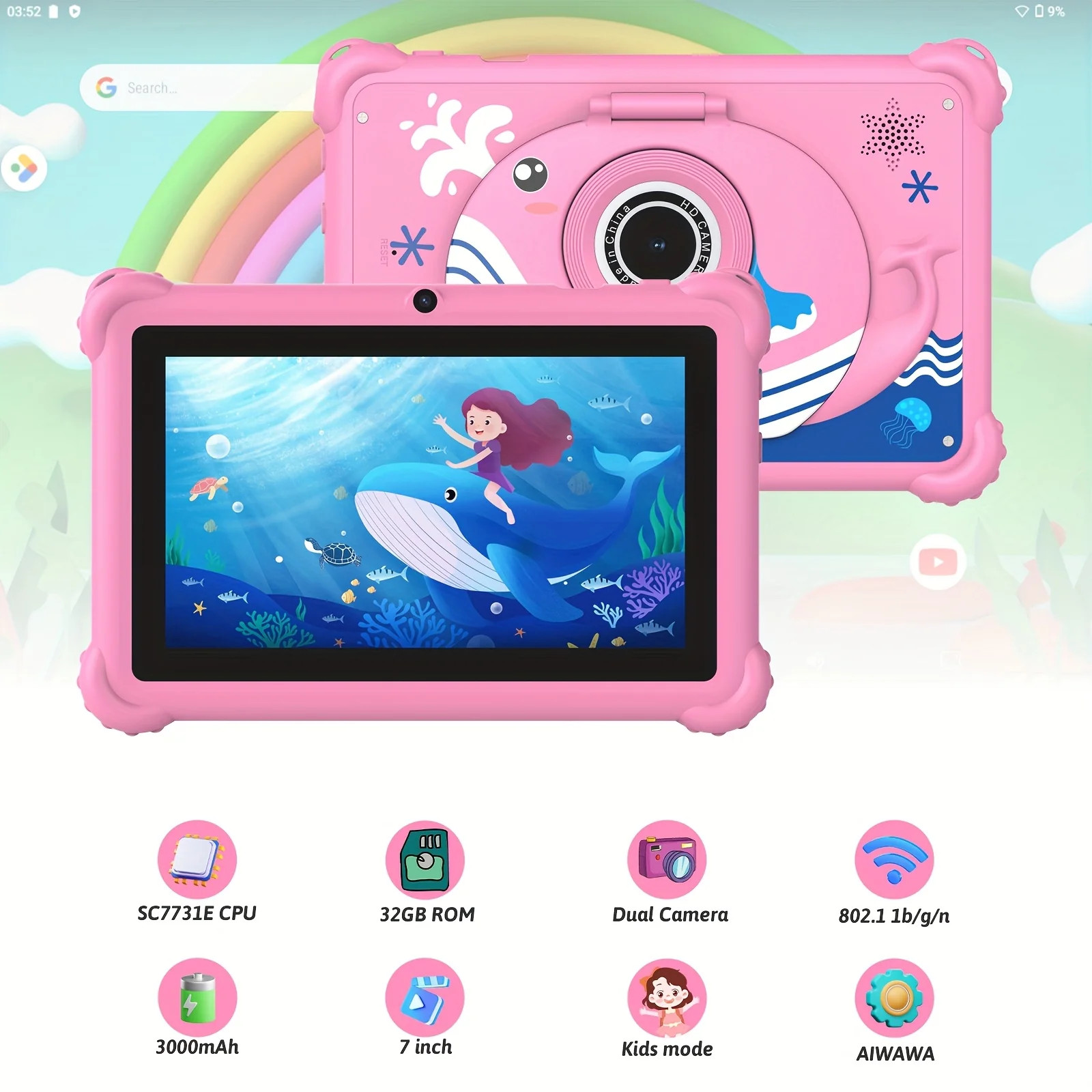 Tablet ZZB para Jóvenes – Tablet Android de 7 Pulgadas, 4GB (2GB+2GB) RAM, 32GB