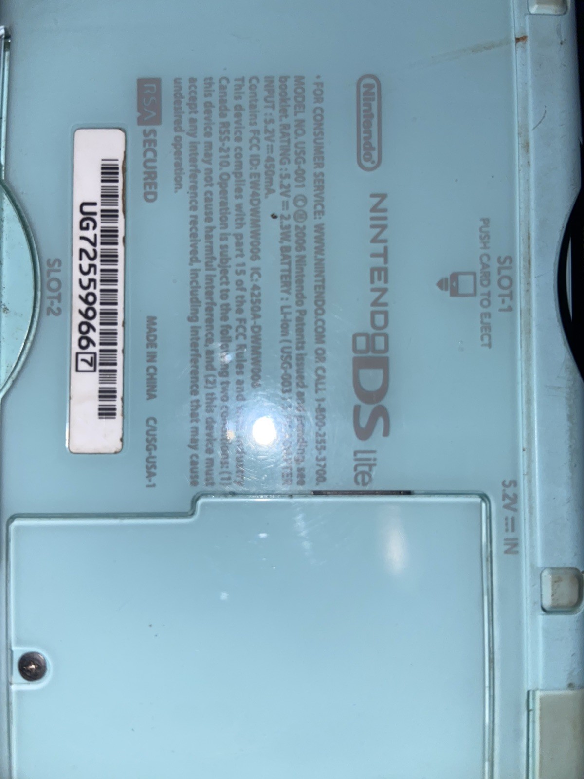 Nintendo DS Lite Turquoise Blue Green Handheld System W/ Stylus Great Condition
