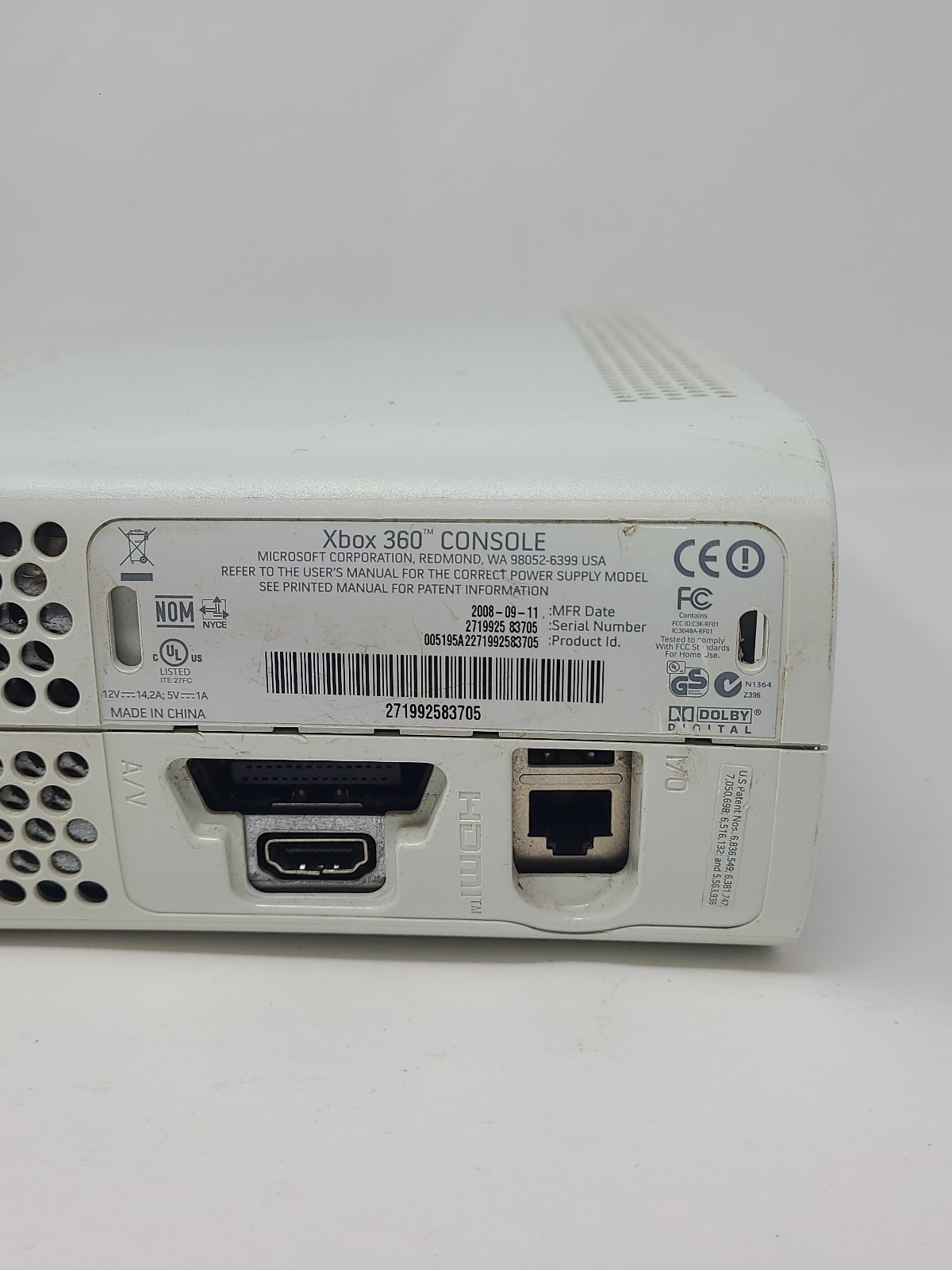 Xbox 360 Video Game System Console Only *for Part Repair Broken