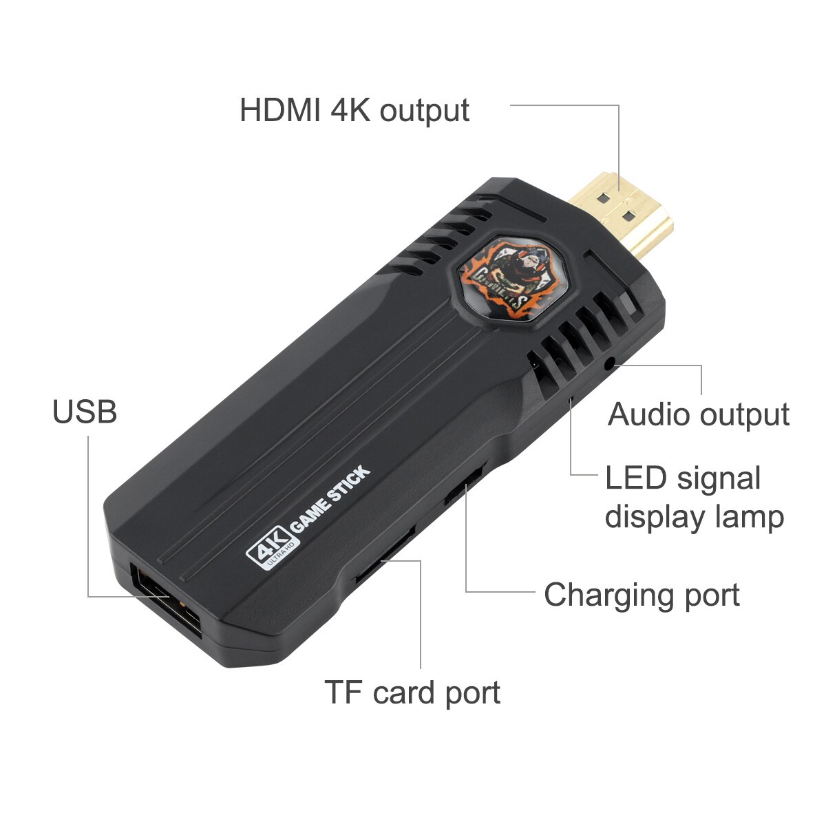 Wireless HDMI 4K TV Game Stick Console Built in 64GB 30000 Retro Games 2 Gamepad