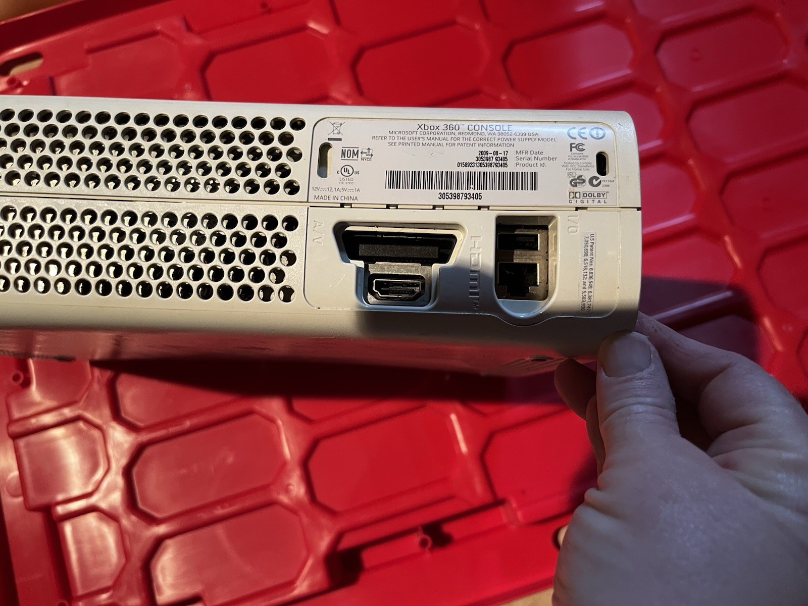 Microsoft Xbox 360 White Console Dolby Digital HDMI AV 2009 Model X819627-005
