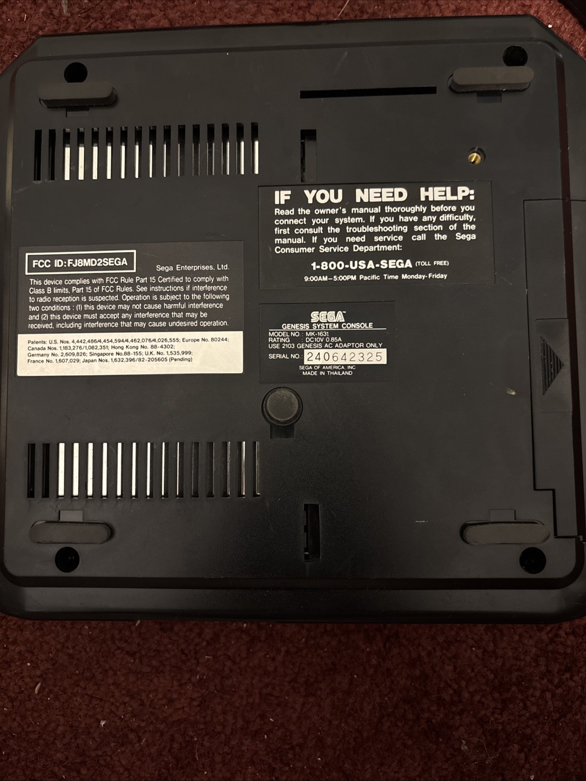 SEGA GENESIS Model 2 MK-1631 Console 2 OEM Controllers Cords Tested Working