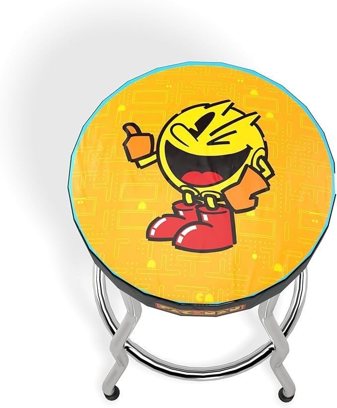 Arcade1Up Pac-Man Adjustable Arcade Stool Chrome Steel Frame Arcade Stool A1U