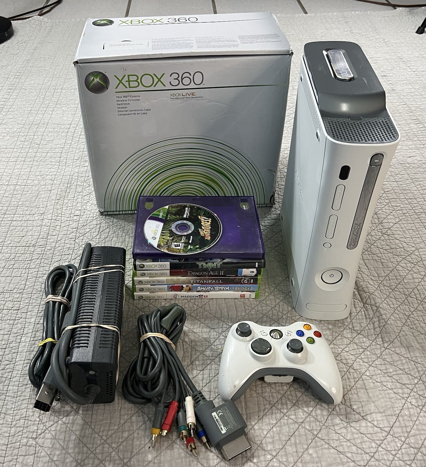 Microsoft Xbox 360 Console 20GB Complete CIB W/ 6 Games TMNT + Dragon Age