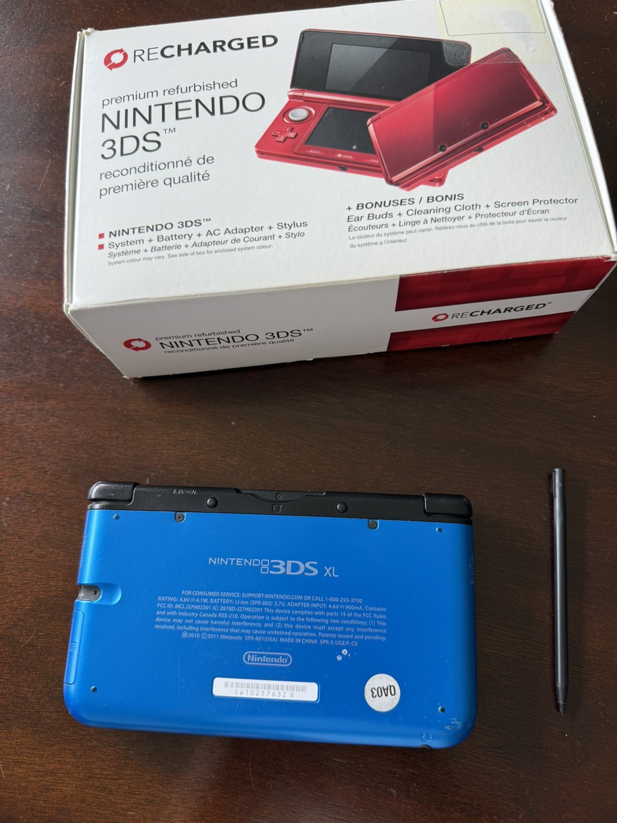 Nintendo 3DS XL Handheld Console Blue W/ Pokémon Crystal Version 2001 Downloaded