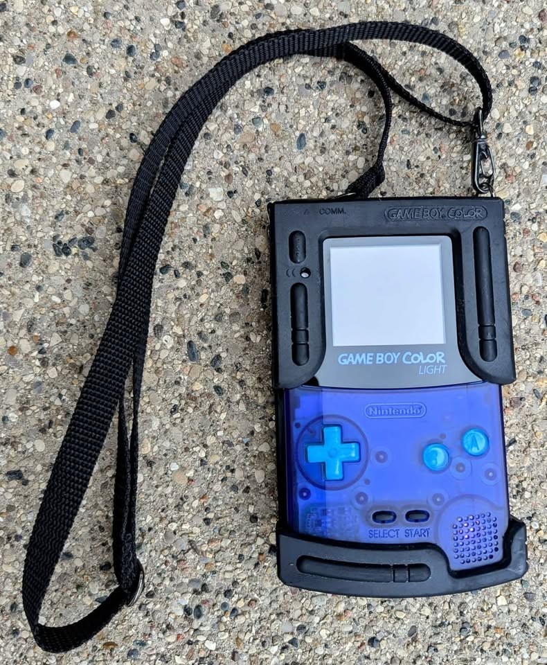Custom GBC GAME BOY COLOR BACKLIT LCD Purple Shell Blue Buttons Black Protector