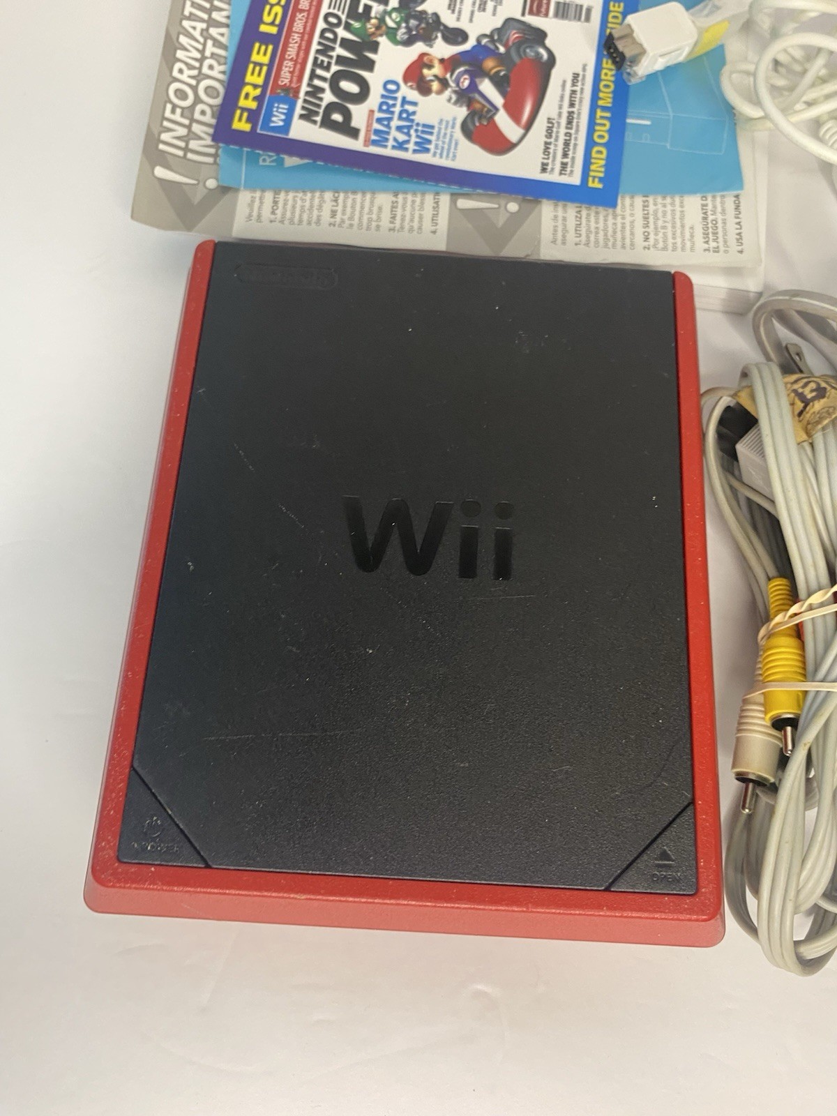 Nintendo Wii mini Red/Black Console Composite RCA with Power Adapter, AV Cable