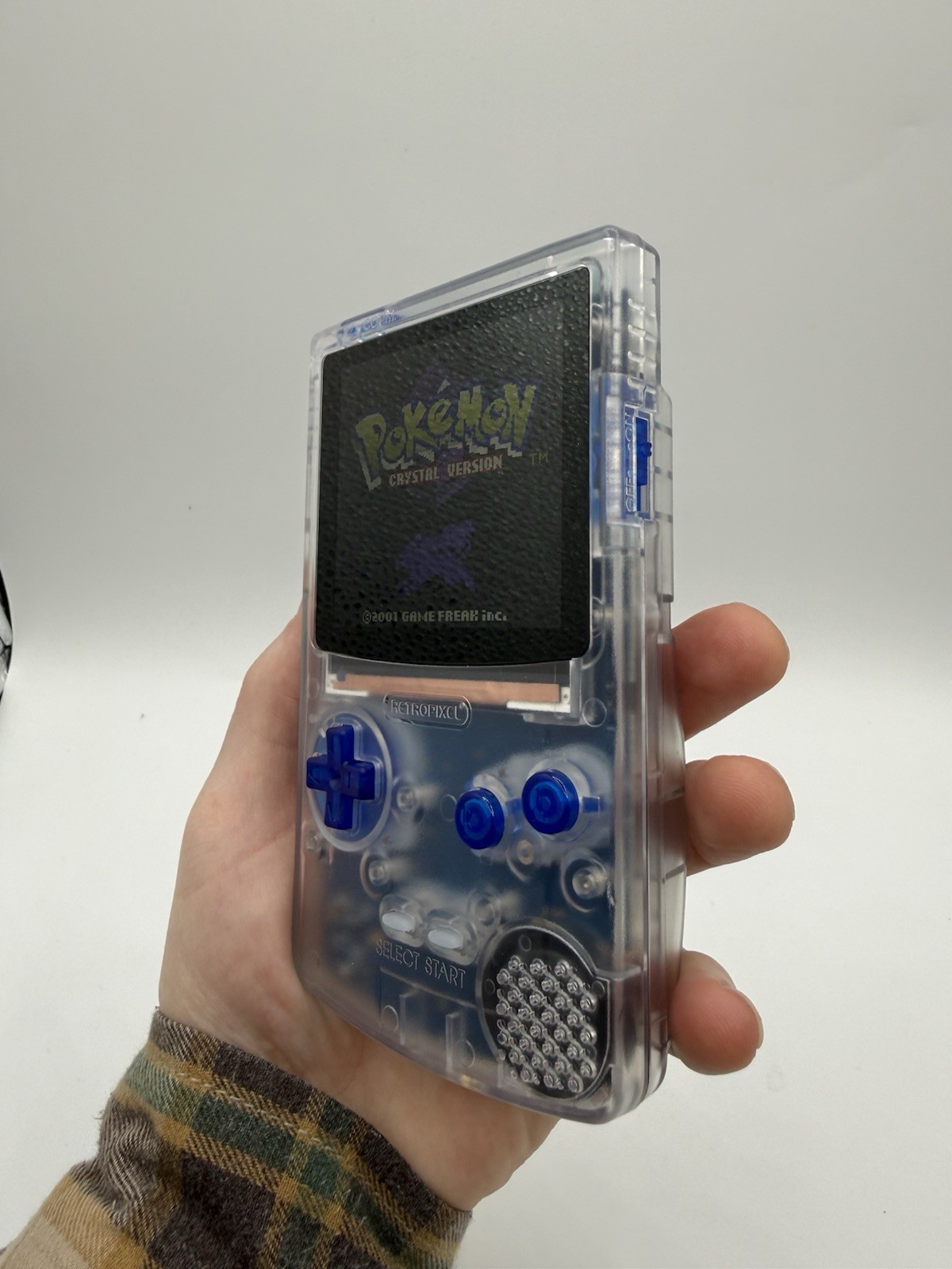 Clear Blue USB C Rechargeable Nintendo Gameboy Color Gameboy Mod IPS Screen