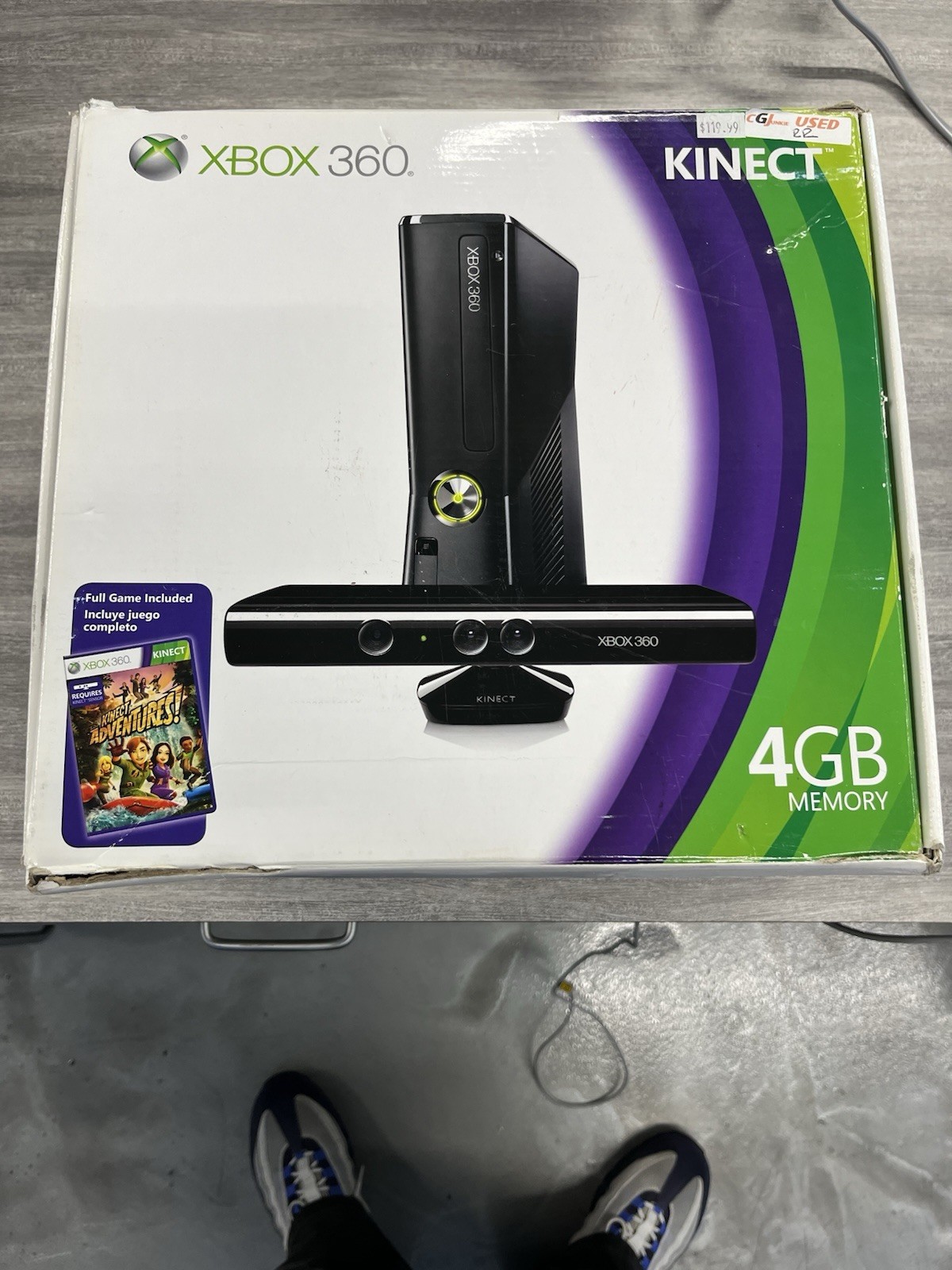 Xbox 360 4GB Black Kinect In Box Controller, Kinect All Wires Incl.