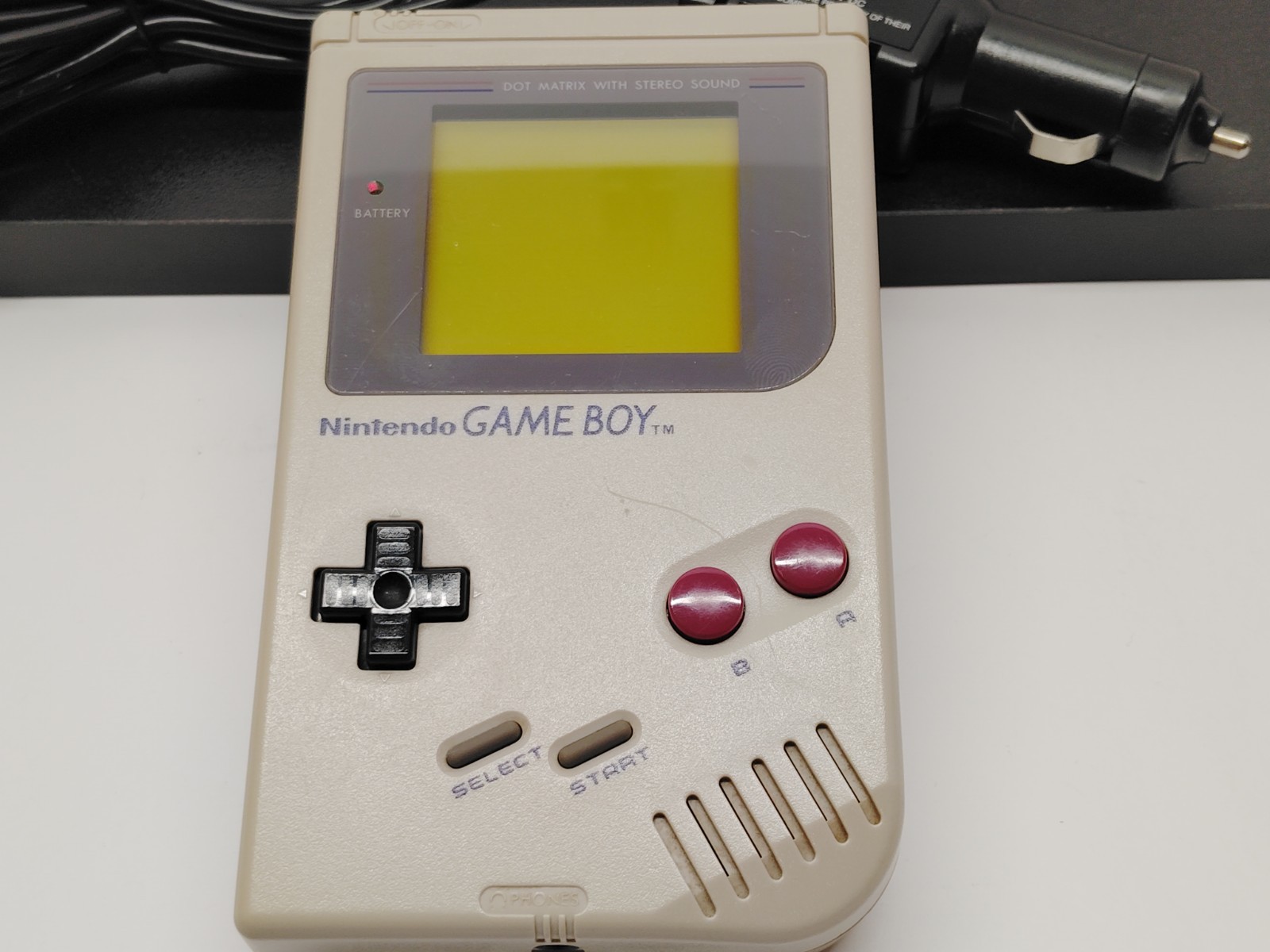 Nintendo GameBoy 1989 DMG-01 Original + 14 Games – Car Power – (2 Color Games)