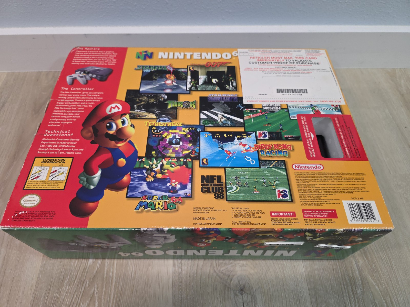 Nintendo 64 in box RARE matching serial numbers with proof of purchase!