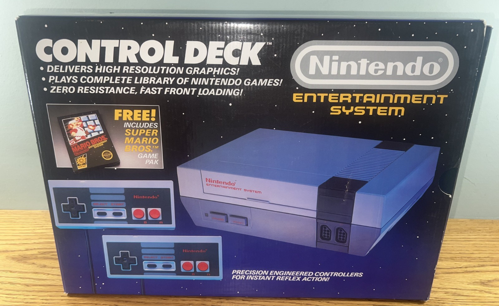 1986 Nintendo NES CONTROL DECK Super MARIO Bros. BOX Set SERVICED +TESTED! NICE!