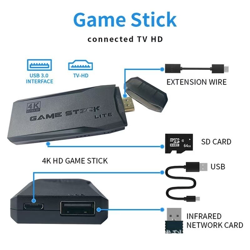 M9 Retro Game Stick, Retro Video Game Console 64GB with Built in 20000+ Retro