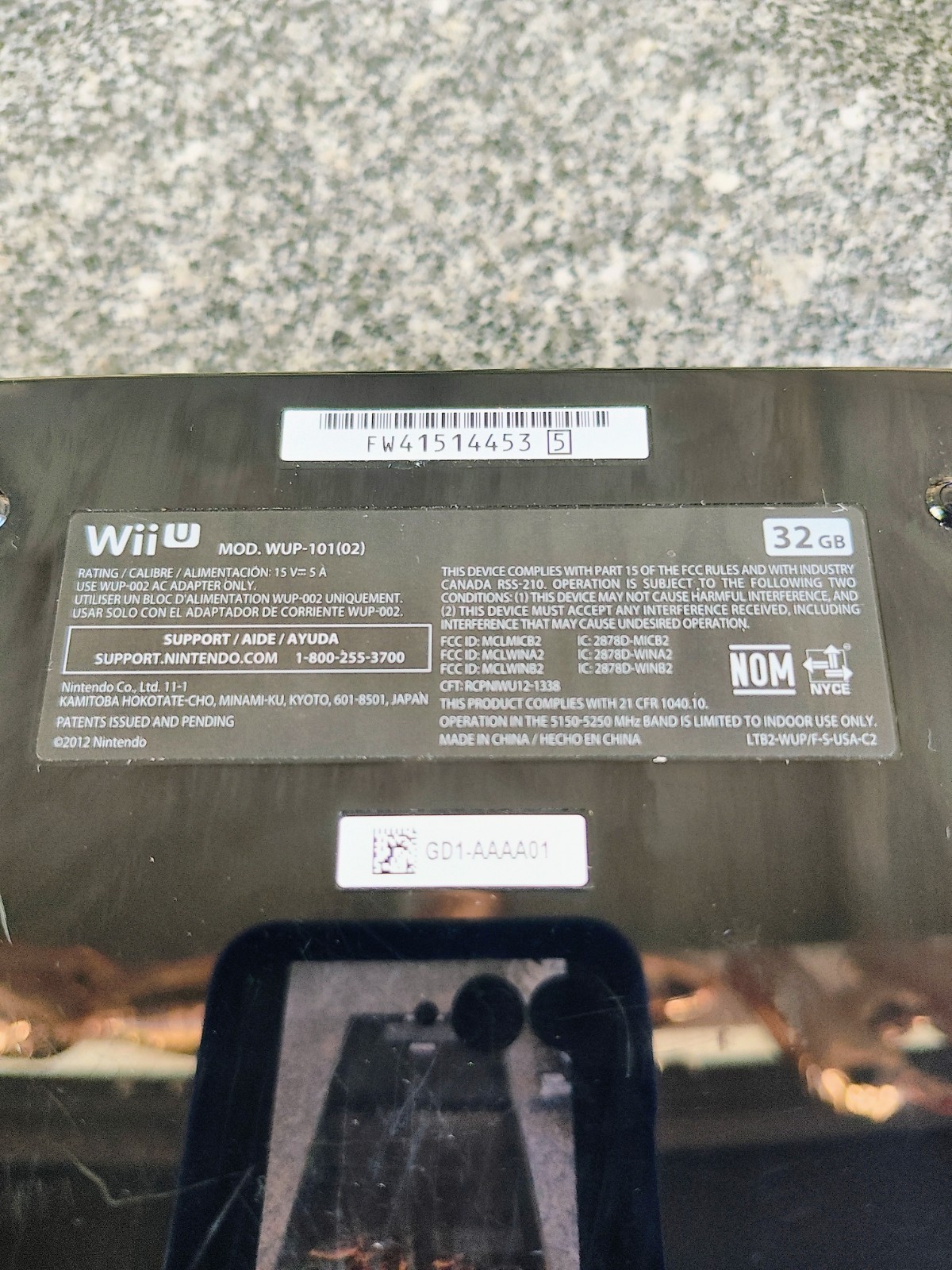 Nintendo Wii U WUP-101(02) 32GB Black Console Only With Mario Kart 8