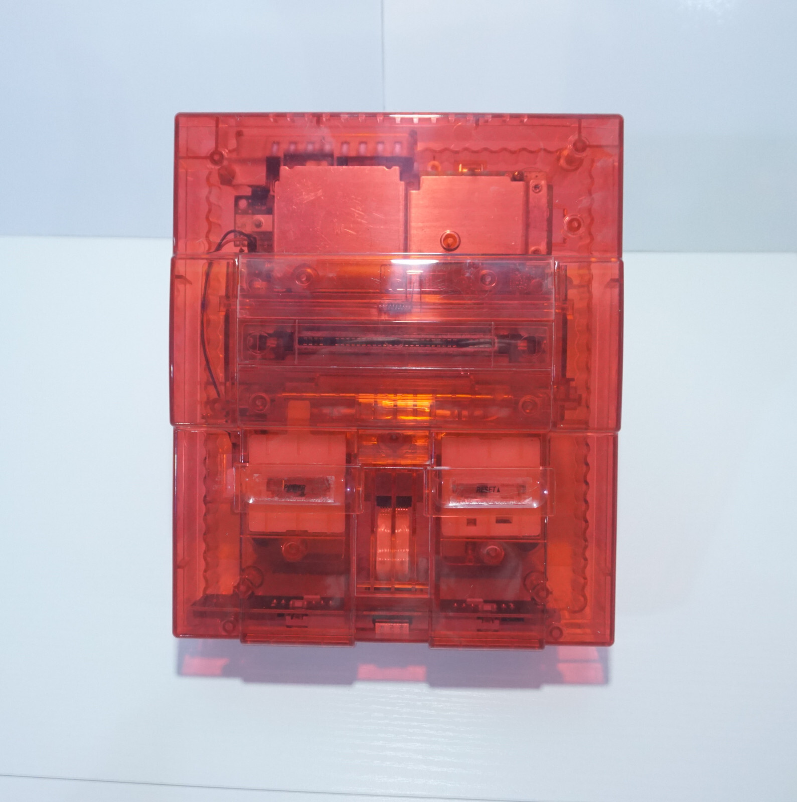 Transparent Clear Red Super Nintendo SNES Retro Video Game Console SNS-001