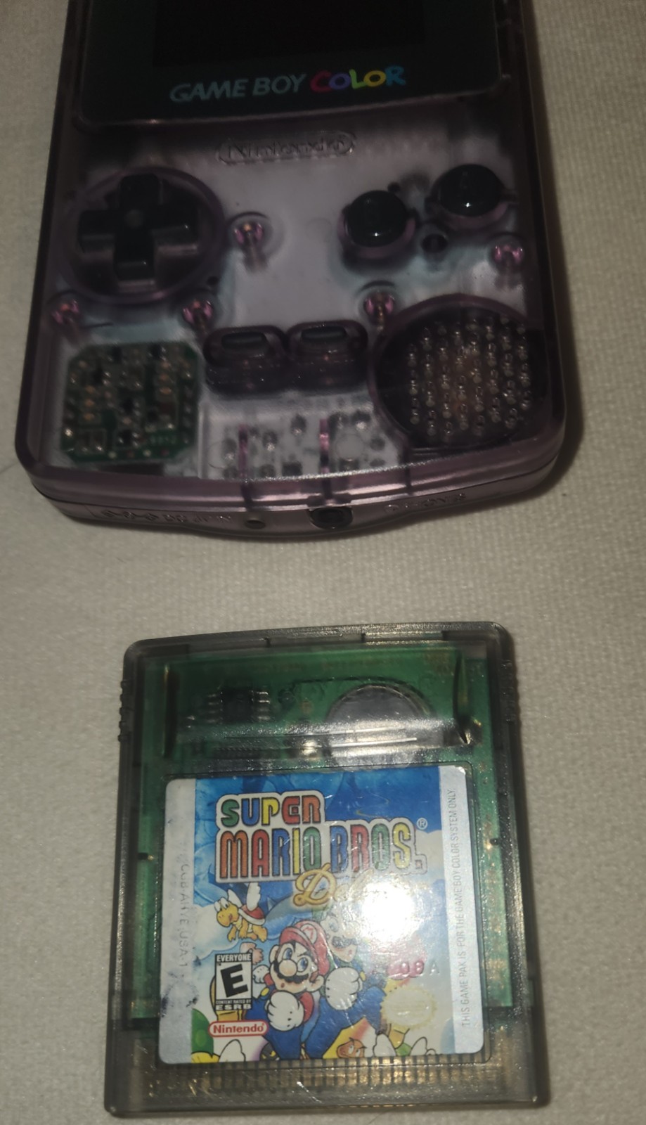 Nintendo Game Boy Color CGB-001 Clear Purple Transparent Handheld System 1998