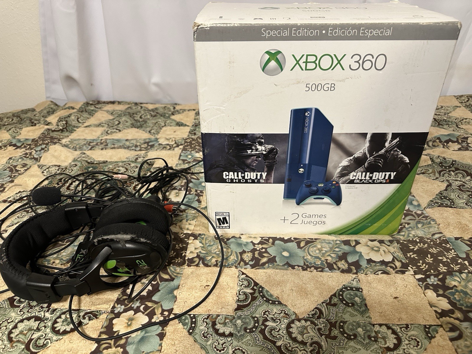 Xbox 360 E Special Edition 500GB Blue Console Near Cib Lot Read Description